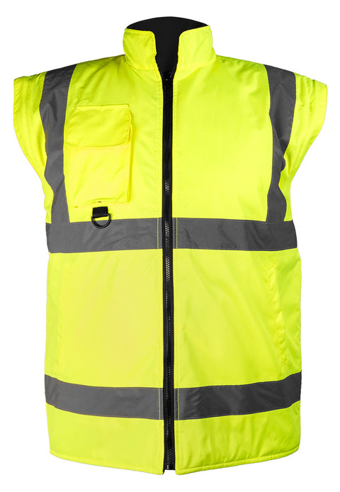 Láthatósági munkavédelmi kabát, univerzális 5 az1-ben, szigetelt, sárga, több méretben