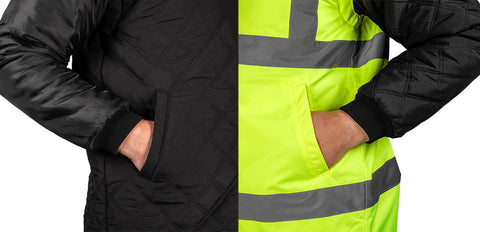 Láthatósági munkavédelmi kabát, univerzális 5 az1-ben, szigetelt, sárga, több méretben