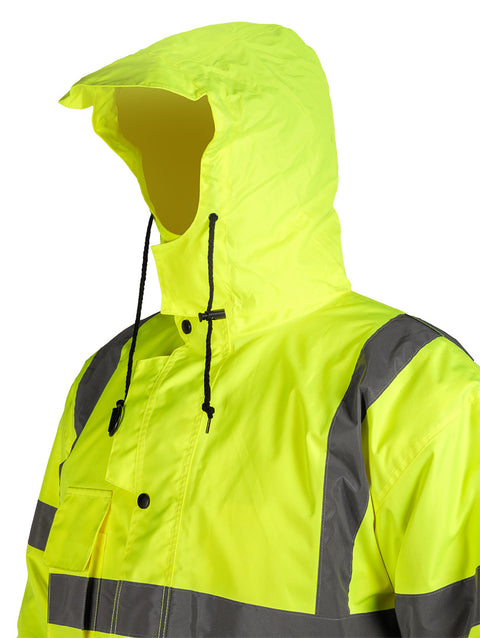 Láthatósági munkavédelmi kabát, univerzális 5 az1-ben, szigetelt, sárga, több méretben