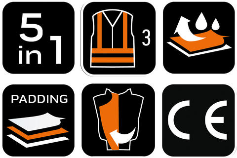 Láthatósági munkavédelmi kabát, univerzális 5 az1-ben, szigetelt, sárga, több méretben