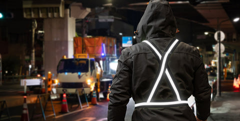 Láthatósági heveder, fényvisszaverő sávval, fekete