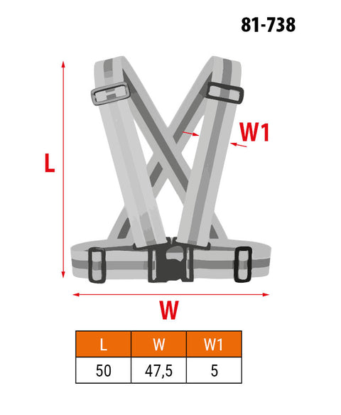 Láthatósági heveder, fényvisszaverő sávval, fekete