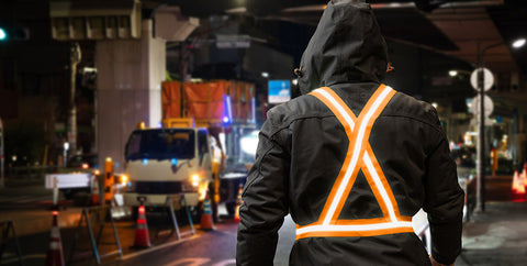 Láthatósági heveder, fényvisszaverő sávval, narancs