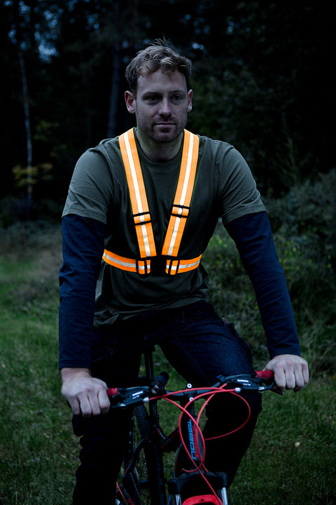 Láthatósági heveder, fényvisszaverő sávval, narancs