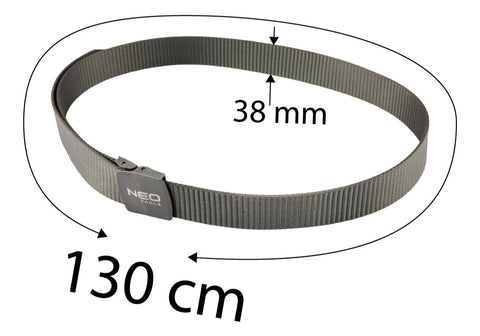 Öv munkanadrághoz, fémmentes, műanyag csatos, 130cm, szürke