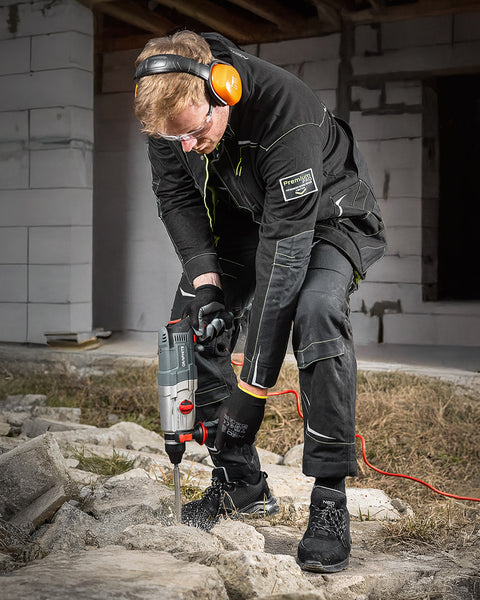 Munkavédelmi cipő, O1 SR, fekete textil-bőr, Neo Air, légpárnás talppal, fémmentes, csúszásgátlós talpfelülettel, több méretben