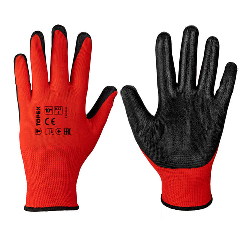 Munkakesztyű latex bevonatú poliészter, Cat. 1, több méretben, rendelési egység: 12db