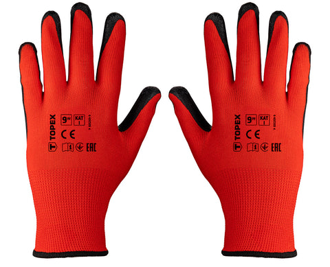 Munkakesztyű latex bevonatú poliészter, Cat. 1, több méretben, rendelési egység: 12db