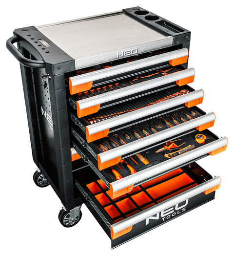 Műhelykocsi 7 fiókkal, 330db szerszámmal 805x972x460mm, szerszámkocsi