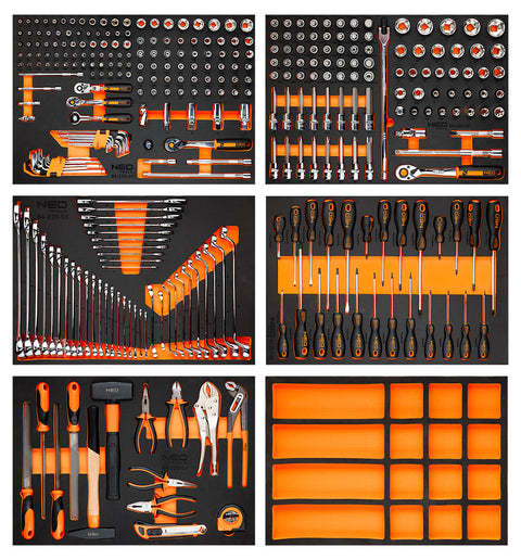 Műhelykocsi 7 fiókkal, 330db szerszámmal 805x972x460mm, szerszámkocsi