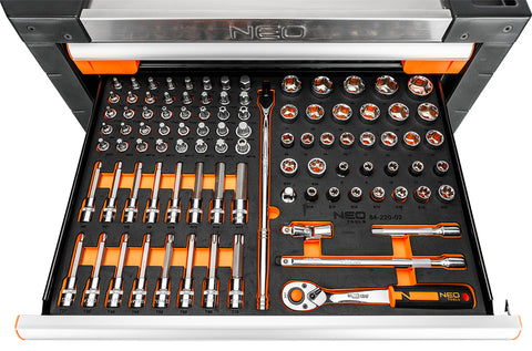 Műhelykocsi 7 fiókkal, 330db szerszámmal 805x972x460mm, szerszámkocsi