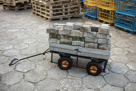 Kerti kocsi, fémvázas, tömlős kerekekkel, max. 300kg teherbírás