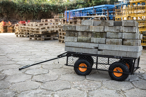 Kerti kocsi, fémvázas, tömlős kerekekkel, max. 300kg teherbírás