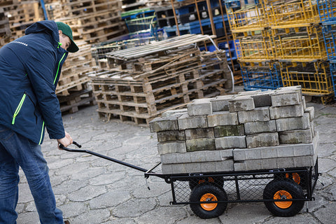 Kerti kocsi, fémvázas, tömlős kerekekkel, max. 300kg teherbírás