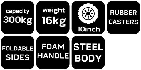 Kerti kocsi, fémvázas, tömlős kerekekkel, max. 300kg teherbírás