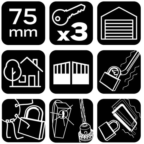 Lakat 70mm oldalcsapos, rézöntvény-acél, időjárásálló, 3 kulccsal, NEO TOOLS