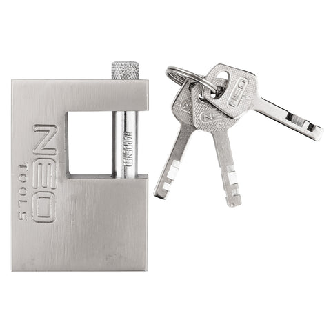 Lakat 70mm oldalcsapos, rézöntvény-acél, időjárásálló, 3 kulccsal, NEO TOOLS