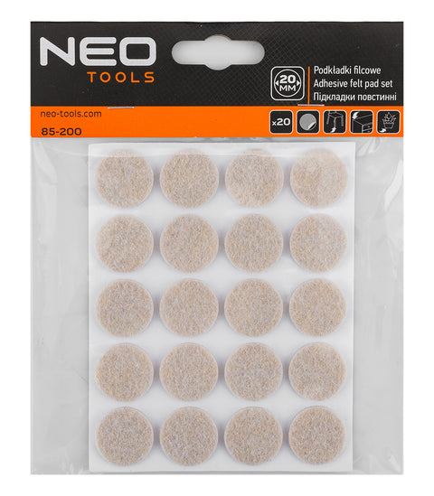 Bútorláb filc készlet, öntapadós, kerek 20mm, világos barna, 20db, rendelési egység: 10db