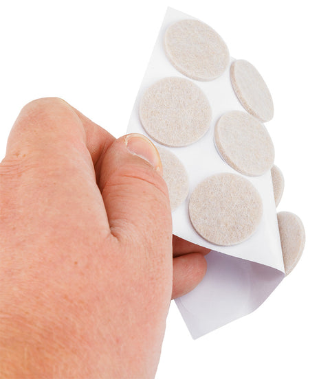 Bútorláb filc készlet, öntapadós, kerek 28mm, világos barna, 12db, rendelési egység: 10db