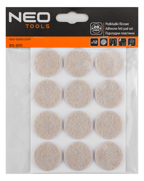 Bútorláb filc készlet, öntapadós, kerek 28mm, világos barna, 12db, rendelési egység: 10db