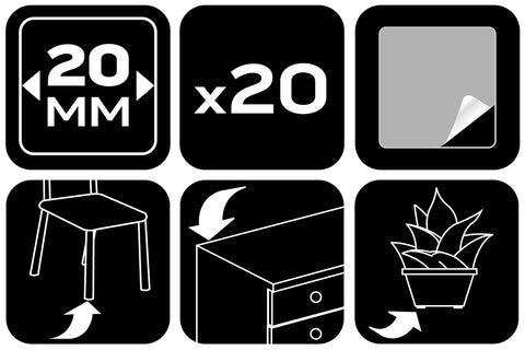 Bútorláb filc készlet, öntapadós, 20x20mm, világos barna, 20db, rendelési egység: 10db