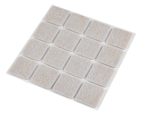 Bútorláb filc készlet, öntapadós, 25x25mm, világos barna, 16db, rendelési egység: 10db