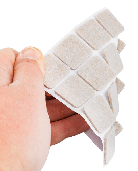 Bútorláb filc készlet, öntapadós, 25x25mm, világos barna, 16db, rendelési egység: 10db