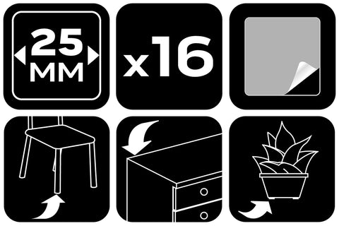 Bútorláb filc készlet, öntapadós, 25x25mm, világos barna, 16db, rendelési egység: 10db