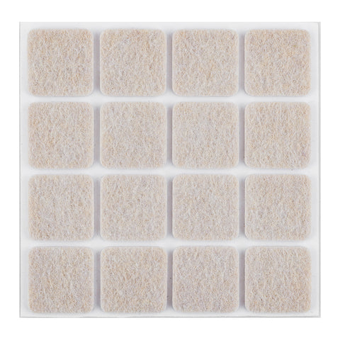 Bútorláb filc készlet, öntapadós, 25x25mm, világos barna, 16db, rendelési egység: 10db