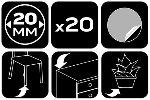 Bútorláb filc készlet, öntapadós, kerek 20mm, fehér, 20db, rendelési egység: 10db