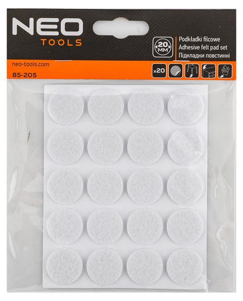 Bútorláb filc készlet, öntapadós, kerek 20mm, fehér, 20db, rendelési egység: 10db