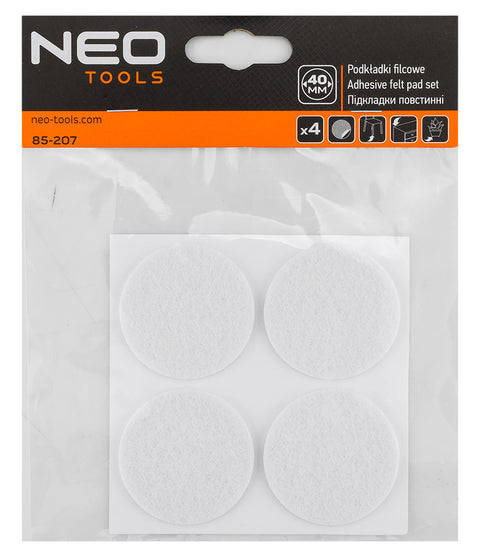 Bútorláb filc készlet, öntapadós, kerek 40mm, fehér, 4db, rendelési egység: 10db
