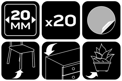 Bútorláb filc készlet, öntapadós, kerek 20mm, barna, 20db, rendelési egység: 10db