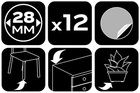 Bútorláb filc készlet, öntapadós, kerek 28mm, barna, 12db, rendelési egység: 10db