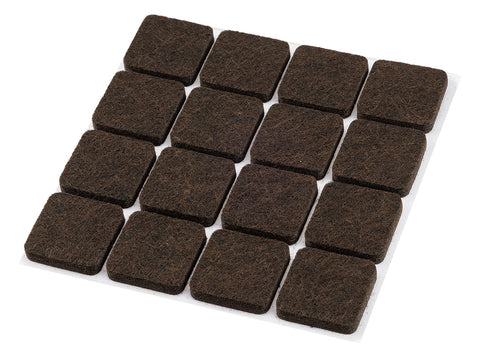 Bútorláb filc készlet, öntapadós, 25x25mm, barna, 16db, rendelési egység: 10db