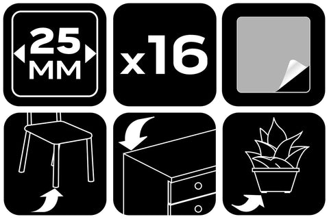 Bútorláb filc készlet, öntapadós, 25x25mm, barna, 16db, rendelési egység: 10db