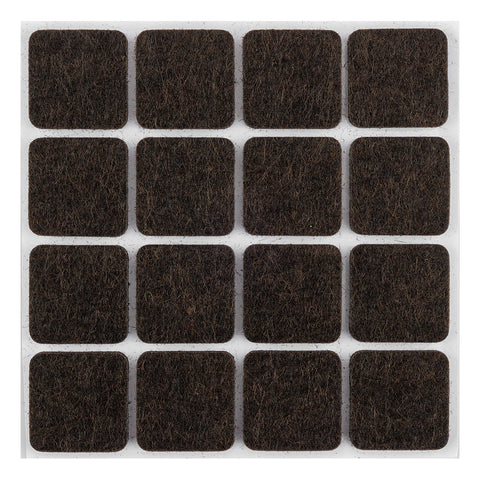 Bútorláb filc készlet, öntapadós, 25x25mm, barna, 16db, rendelési egység: 10db