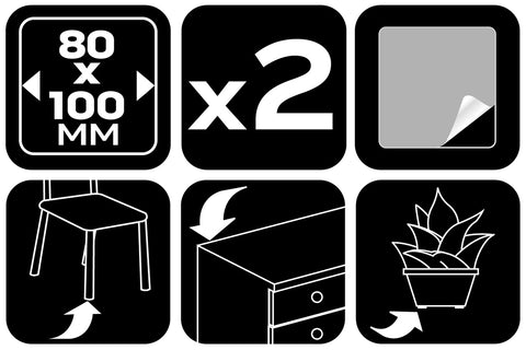 Bútorláb filc készlet, öntapadós, 80x100mm, fehér, 2db, rendelési egység: 10db