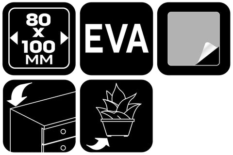 Bútorláb szivacs, EVA-hab, öntapadós, 80x100mm, fekete, 1db, rendelési egység: 10db