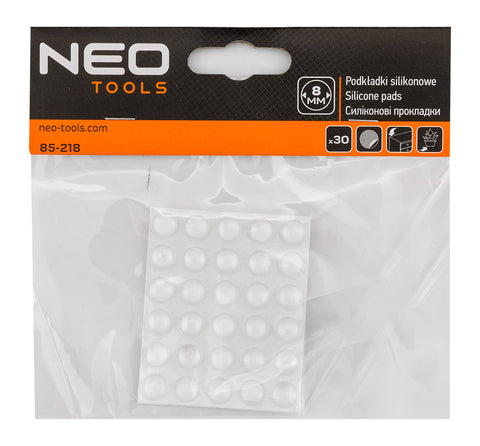 Bútorláb szilikongumi készlet, öntapadós, kerek 8mm, víztiszta, 30db, rendelési egység: 10db