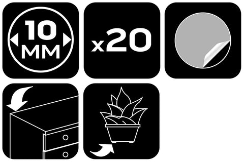 Bútorláb szilikongumi készlet, öntapadós, kerek 10mm, víztiszta, 20db, rendelési egység: 10db