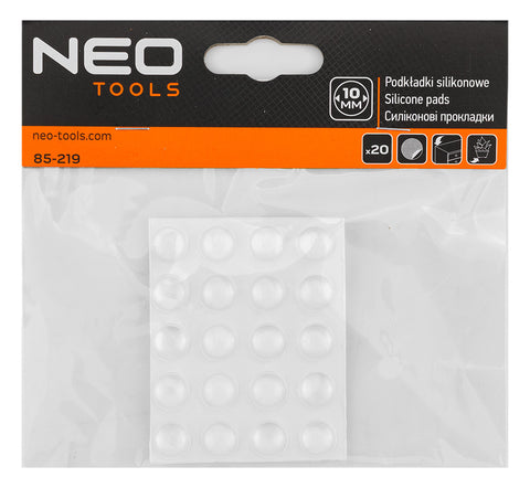 Bútorláb szilikongumi készlet, öntapadós, kerek 10mm, víztiszta, 20db, rendelési egység: 10db