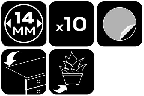 Bútorláb szilikongumi készlet, öntapadós, kerek 14mm, víztiszta, 10db, rendelési egység: 10db