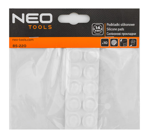 Bútorláb szilikongumi készlet, öntapadós, kerek 14mm, víztiszta, 10db, rendelési egység: 10db