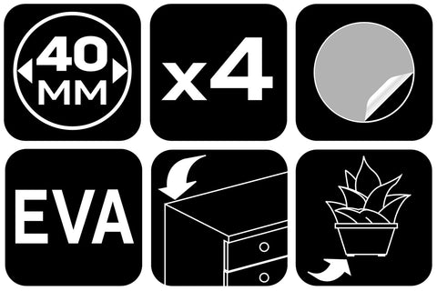 Bútorláb szivacs készlet EVA-hab, öntapadós, kerek 40mm, fehér, 4db, rendelési egység: 10db