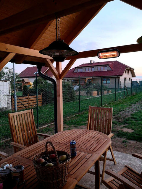 Halogén, infravörös hősugárzó 2000W, IP65, infrav. arany halogén izzó, kül/beltéri, fal és menny., 24m2-ig