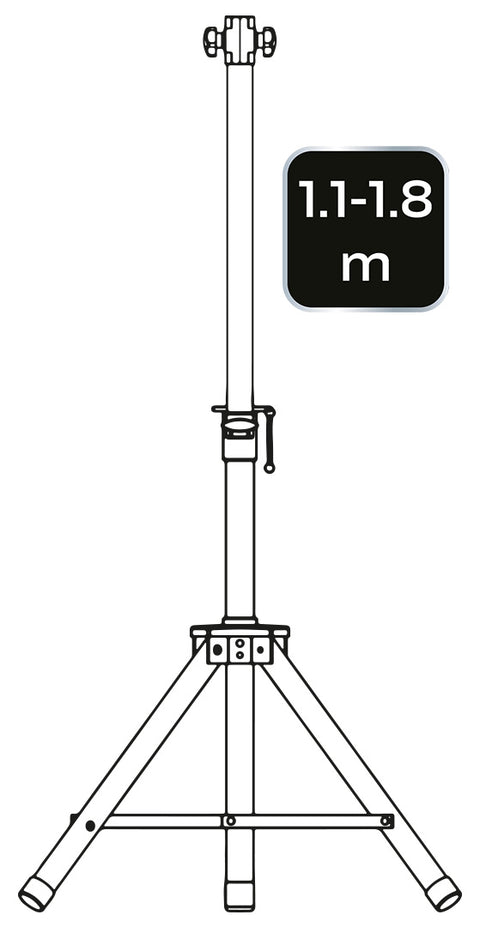 Háromlábú állvány infravörös hősugárzókhoz, álitható magasság 1.1-1.8m, 90-030, 90-031, 90-032-hez