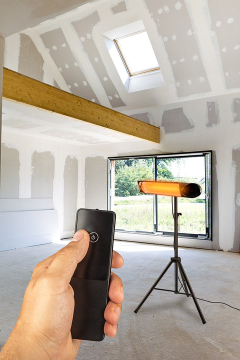 Ipari infravörös halogén hősugárzó, IP55, kültéri, 2000W, 32m2, mennyezet vagy fal