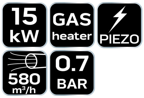 Gázos hőlégbefúvó, propán, 15kW