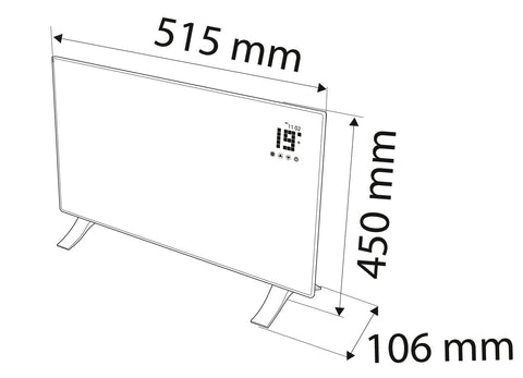 Elektromos fűtőpanel 1000W, IP24, távirányitó, heti időzités, érintőpanel
